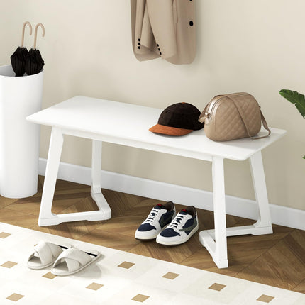 Dreamade Set of 1/2 Entryway Bench, 42” Long Dining Bench with Rubber Wood Triangular Legs