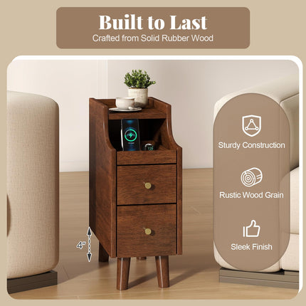 Dreamade Narrow Nightstand with 2 Drawers for Small Spaces (1/2)