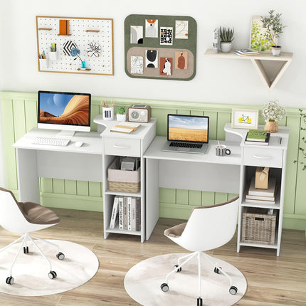 Dreamade Computer Desk with Storage, Modern PC Laptop Table with 5-Position Adjustable Shelf