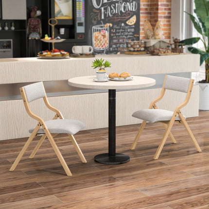 Folding Dining Chair Set of 2, No Assembly Folding Chairs w/Linen Padded Seats - Dreamade