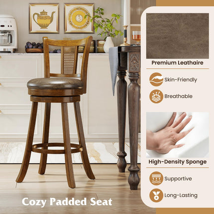 Dreamade 30" Upholstered Leathaire Farmhouse Barstools for Kitchen Island Dining Room Pub