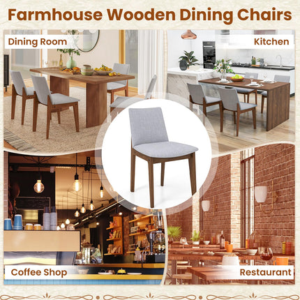 Dreamade Upholstered Dining Chairs Set of 2/4, Linen Fabric Wooden Kitchen Chairs w/Rubber Wood Frame