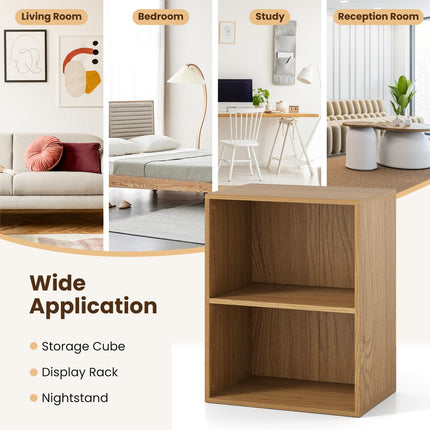 Dreamade 2-Cube Bookshelf | 2-Layer Storage Shelf Bookcase w/Large-Capacity Open Storage Space