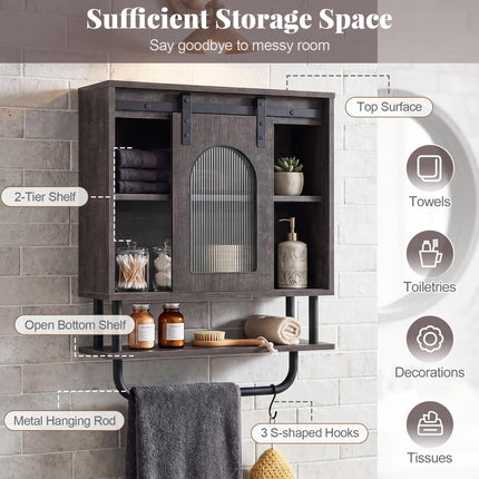 Dreamade Bathroom Wall Cabinet with Sliding Barn Door