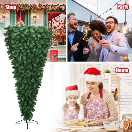 Dreamade 7FT Upside Down Tree, Artificial Christmas Tree with Metal Stand - DreamadeUS