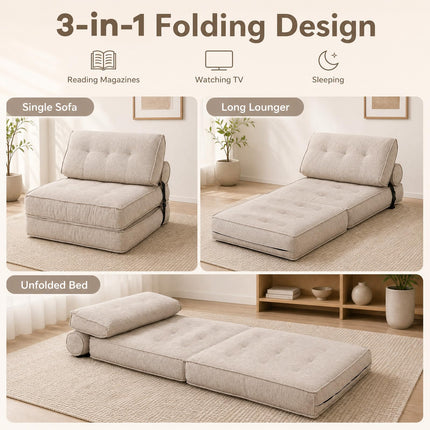 Dreamade 3-in-1 Folding Sofa Bed with Bolster & Pillow