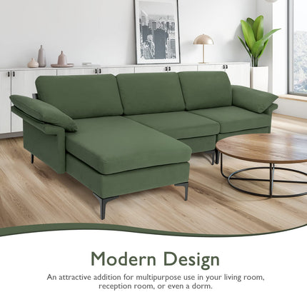 Dreamade 100.5" L Convertible Sofa Couch, 3-Seat Sectional Sleeper with USB Ports & Socket