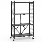 Dreamade 4-Tier Foldable Storage Shelf, Collapsible Shelving Unit Display with Lockable Wheels