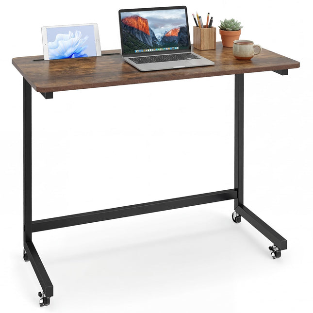 Dreamade Mobile C-Shape Side Table - Rolling Bedside Table w/Tablet Slot
