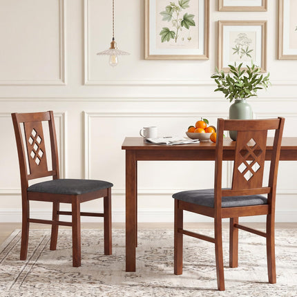 Dreamade Wooden Upholstered Kitchen Chair with Elegant Diamond Back (2/4)
