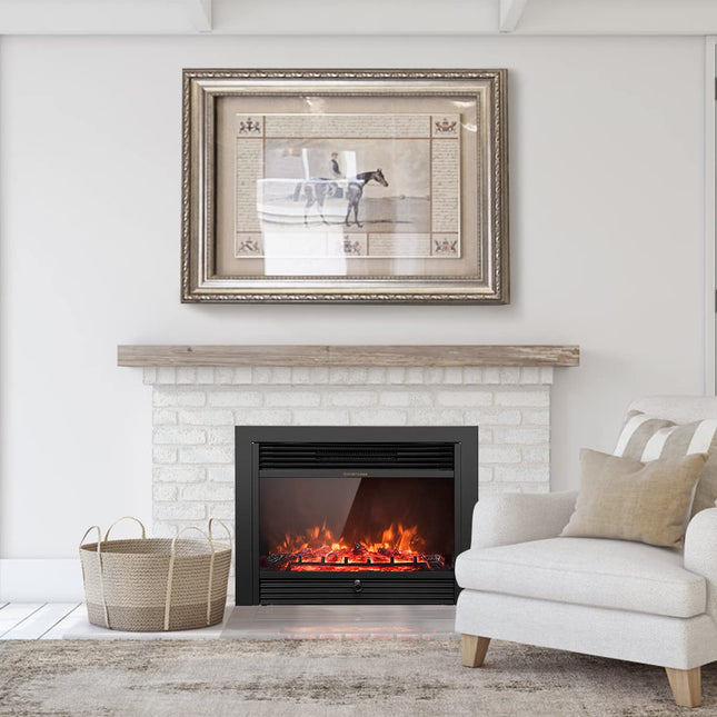 Dreamade 28.5" Electric Fireplace Insert Recessed Mounted with 3 Color Adjustable Flames