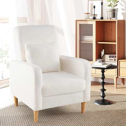 Dreamade Modern Accent Chair with Lumbar Pillow Teddy Fleece Cover