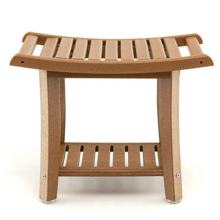 Dreamade Shower Bench, HDPE Waterproof Shower Stool with Storage Shelf