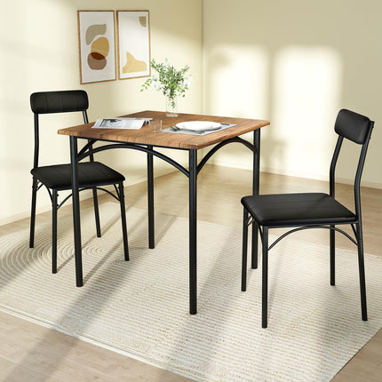 Dreamade 3-Piece Dining Table Set Square Kitchen Table with 2 Upholstered Armless Chairs
