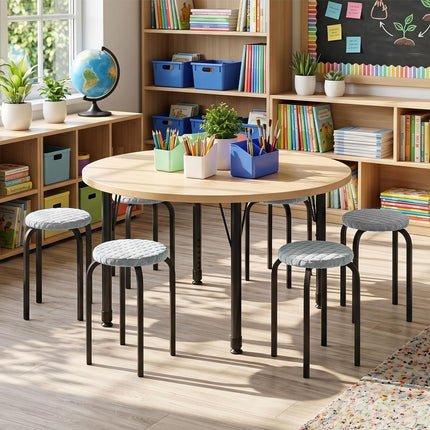 Dreamade 18" Stackable Stools Set of 6 | Round Nesting Stools with Removable Washable Covers