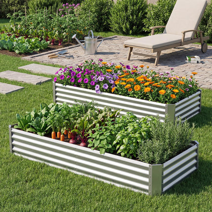 Dreamade 6 x 3 x 1 FT Galvanized Rectangular Metal Raised Garden Bed (1/2)