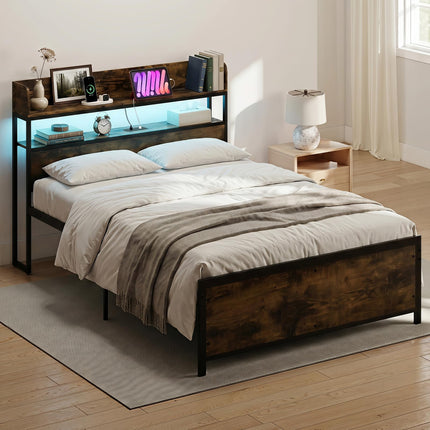 Dreamade Queen Size Bed Frame with Storage Headboard