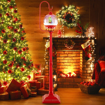 Dreamade 68 Inch Musical Christmas Street Lamp, Festive Lamp Post w/Sound-Activated Snow Globe Lantern