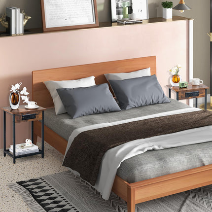 Dreamade Nightstand Set of 2 with Charging Station