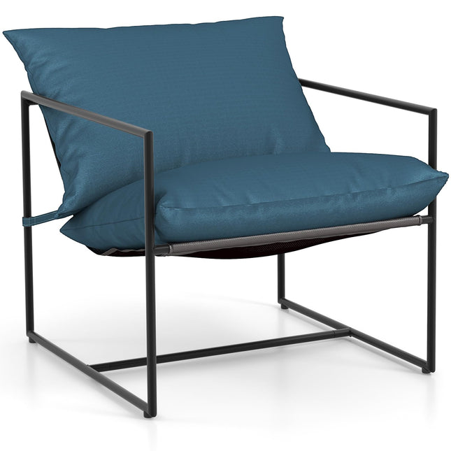 Dreamade Accent Chairs for Living Room - Metal Framed Armchair with Removable Sponge Cushion, Sling Accent Chair Set of 2