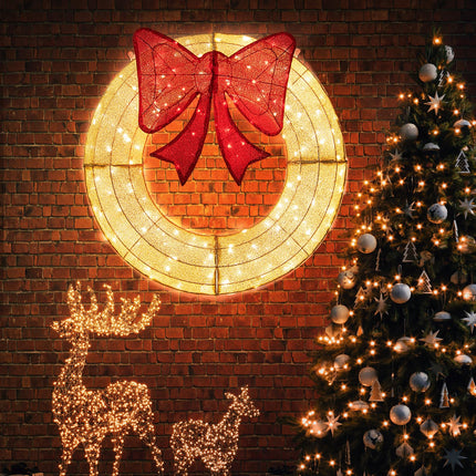 Dreamade 48 Inch Pre-Lit Christmas Wreath, Indoor/Outdoor Xmas Decoration with 200 LED Lights