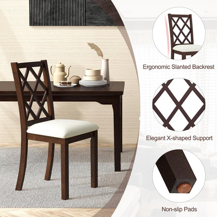 Dreamade Wood Dining Chairs Set of 2, Farmhouse Kitchen Chair with Rubber Wood Legs, Max Load 400 Lbs
