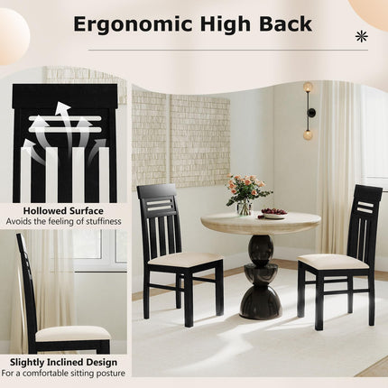 Dreamade High Back Dining Room Chairs with Padded Seat & Rubber Wood Frame