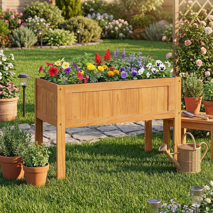 Dreamade Solid Wooden Raised Garden Bed w/Legs (35”Lx 16”Wx24”H)