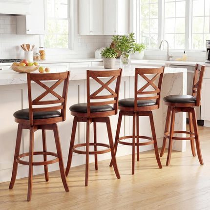 Dreamade 30.5 Inch Bar Height Chairs Stools Set of 2/4 with PU Faux Leather Upholstered Seat