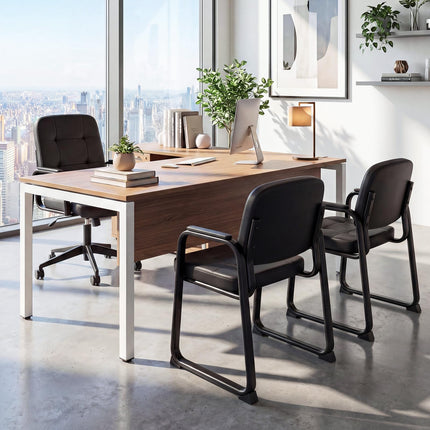 Dreamade Waiting Room Leather Office Reception Chairs with Padded Armrests