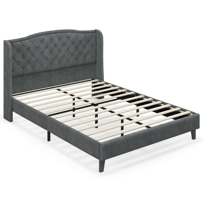 Dreamade Queen/Full Size Velvet Upholstered Bed Frame