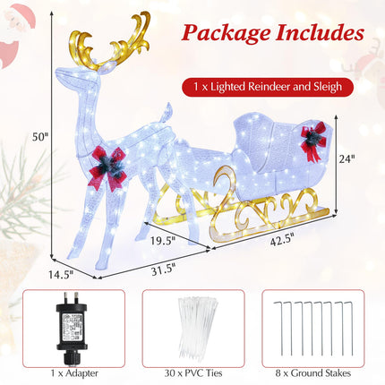 Dreamade Lighted Christmas Reindeer and Sleigh w/ 215 LED Lights