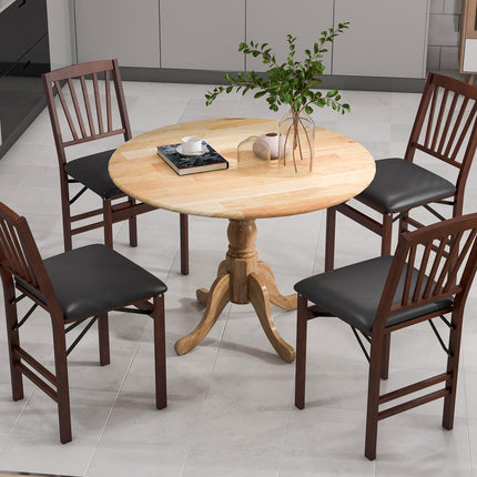 Dreamade Wooden Dining Table, Dining Table with 40" D Round Tabletop & Curved Trestle Legs