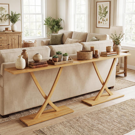 Dreamade 57" Solid Wood Console Table Narrow Long Entryway Table