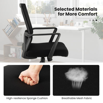 Dreamade Office Desk Chair with Lumbar Support, Ergonomic Mesh Office Chair with Wheels and Armrests