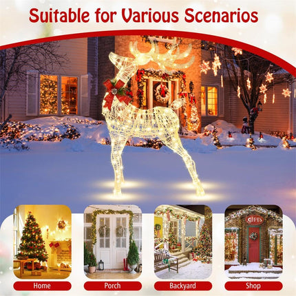 Dreamade Lighted Christmas Reindeer | 4.4 FT Pre-Lit Xmas Holiday Decoration