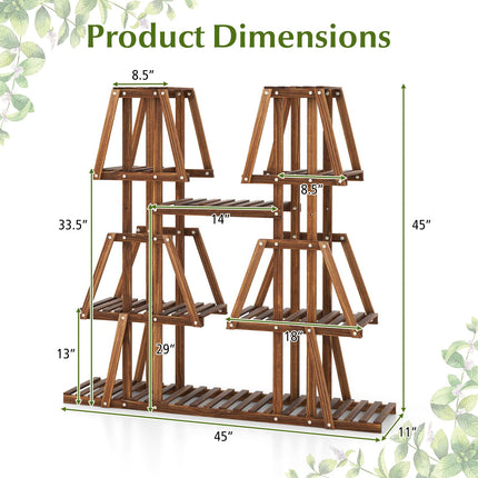 Dreamade Wood Plant Stand, 5-Tier 10 Potted Trapezoid Plant Holder Rack for Multiple Plants