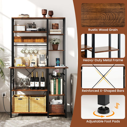 Dreamade 6-Tier Large Bakers Rack with Power Outlet