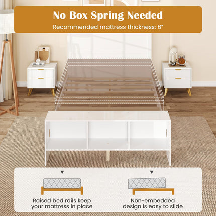 Dreamade Full/Twin Size Bed Frame with Storage Headboard & Footboard