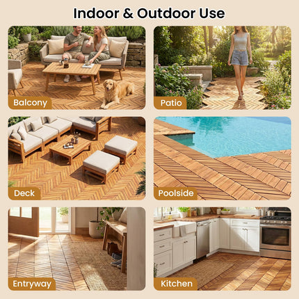 Dreamade 30 PCS Interlocking Patio Flooring Tiles with Drainage Base