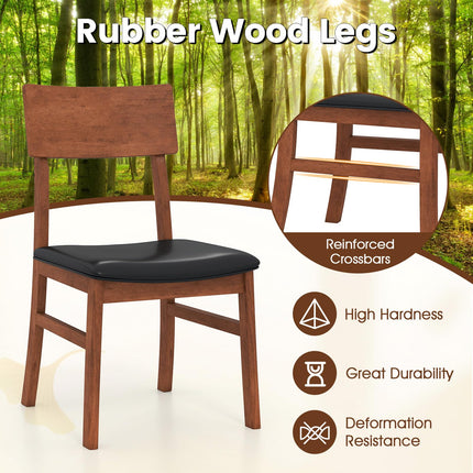 Dreamade Wooden Dining Chairs Set Kitchen Side Chairs w/Rubber Wood Legs Faux Leather Upholstered Seat