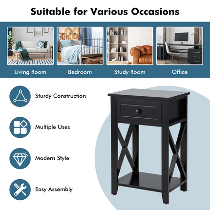 Dreamade Modern X-Design Nightstand