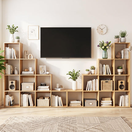 Dreamade 51" Wooden 10-Cube Stepped Bookcase for Living Room