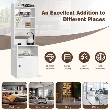 Dreamade Nightstand with Charging Station - 55" Tall Bedside Table