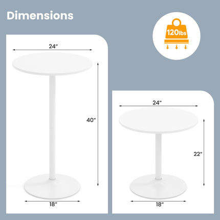 Dreamade Two-in-one Bar Table with Detachable Pole, Metal Base, 24" Round Top, 40"/22" Two Convertible Height