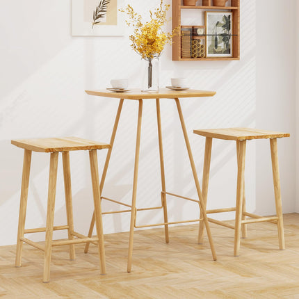 Dreamade 25.5" Wooden Bar Stools Set of 2/4, Farmhouse Backless Counter Height Bar Stools with Footrest