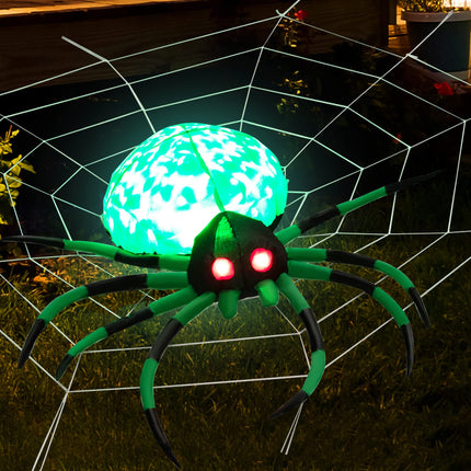 DREAMADE Giant Lighted Halloween Inflatable Spider with Detachable Cobweb