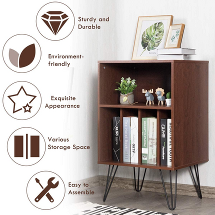 Dreamade End Table Record Player Stand, Turntable Stand Record Storage Cabinet