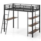 Dreamade Twin Size Loft Bed with Desk & Shelves for Kids