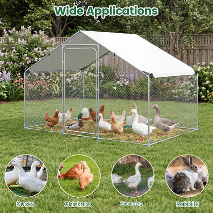 Dreamade 9.8 x 6.7 x 6.6 FT Large Metal Chicken Coop with Waterproof Cover